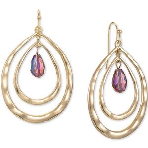 Gold Plated Hammered Dangling Earrings